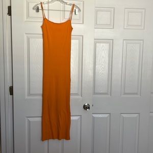 Zara Orange Rib Midi Dress S
